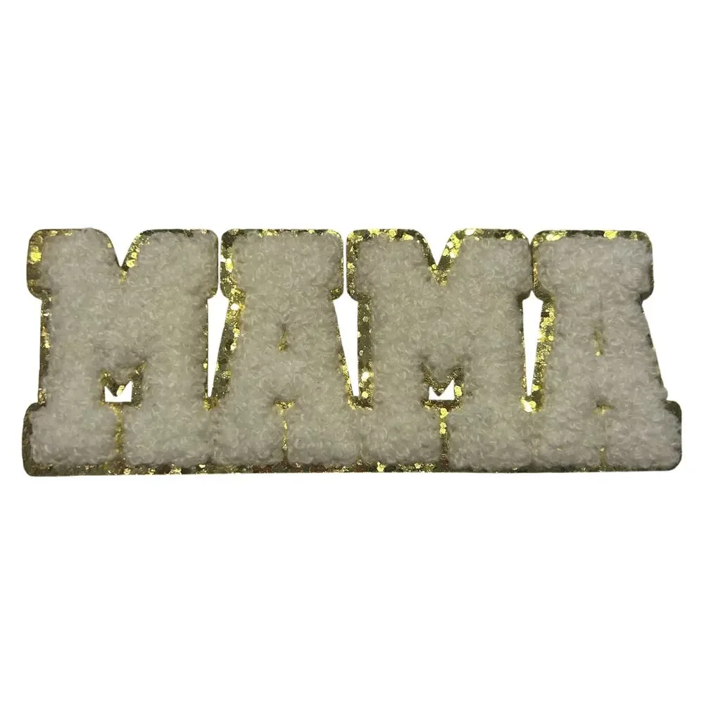 White and Gold MAMA Iron On Patch Patch